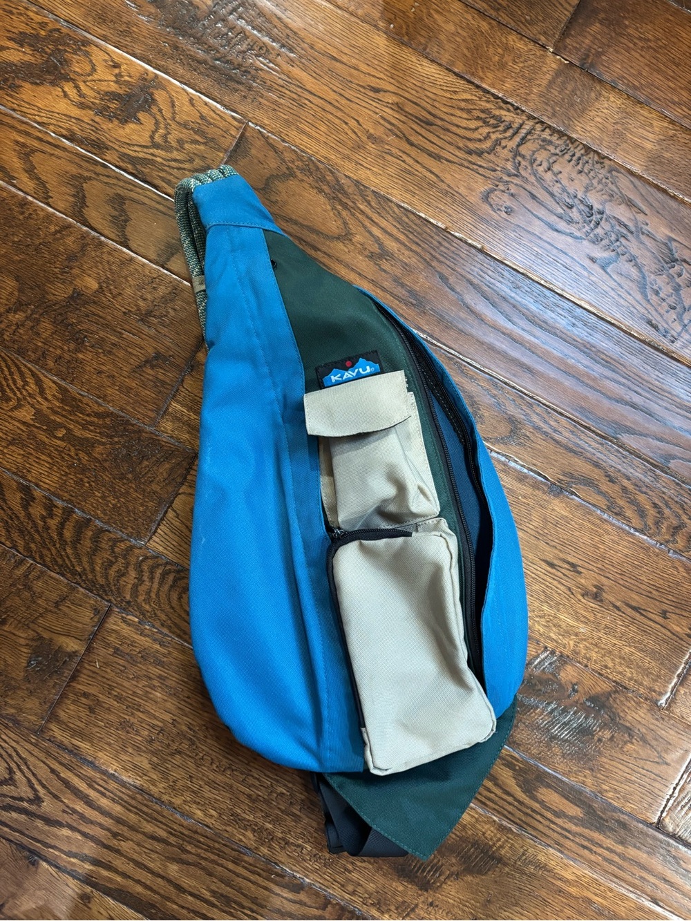 KAVU Teal and Khaki Rope Sling Bag